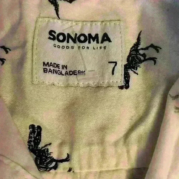 Sonoma Dinosaur Boys Size 7 Short Sleeve Button-up New - Picture 6 of 7
